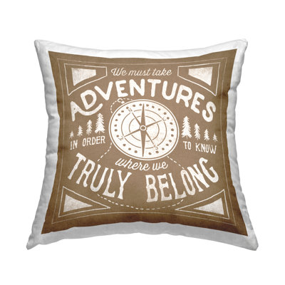 Coussin décoratif à imprimé de boussole Adventures par Laura Marshall