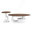 Ensemble de 2 tables gigognes de luxe, tables avec rangement pour le salon, ensemble de tables ovales et rondes, table centrale blanche, table basse, table d'appoint, grande table de chevet de 47,24 po-352658917