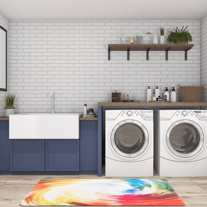 Alaisia Abstract Synthetic Water Resistant Anti-Fatigue Non-Skid Kitchen Mat, Runner 1'6" W x 3'11" L