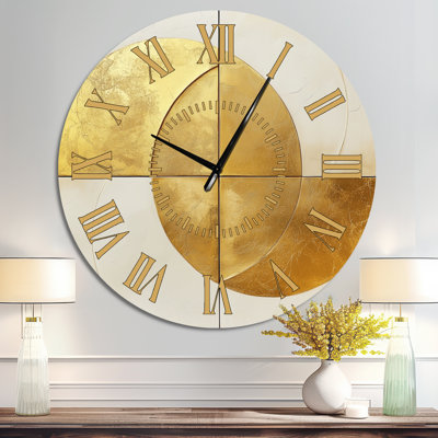 Grande horloge murale dorée Mid-Century Golden Intersection II