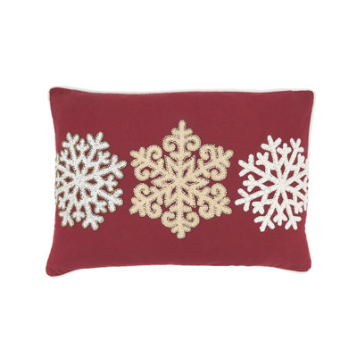 Trio Snowflake Embroidered Throw Pillow Cover
