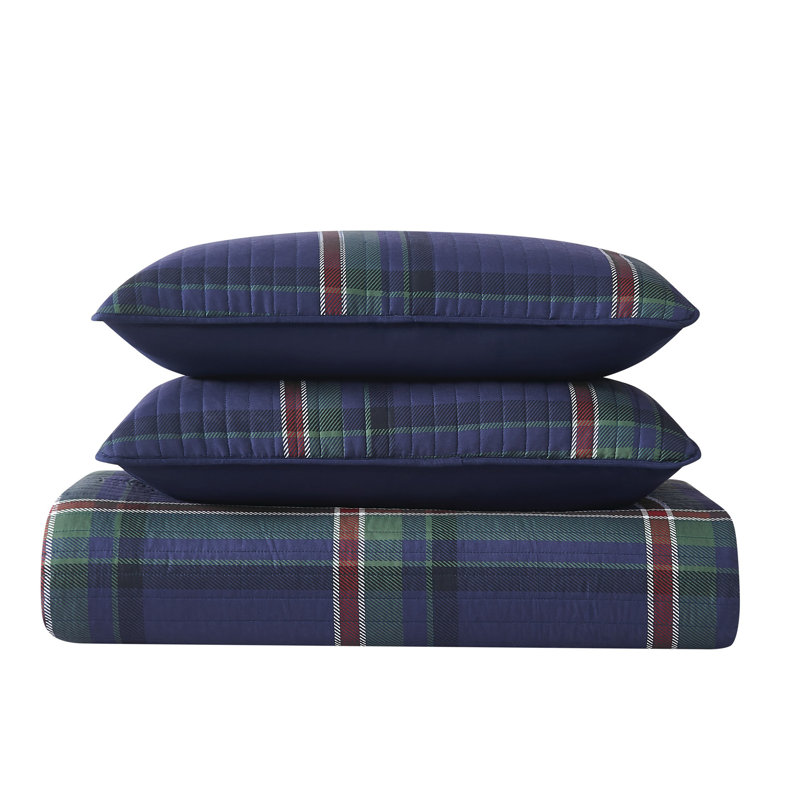 Bronson Plaid Standard Plaid Quilt, King Quilt + 2 King Shams