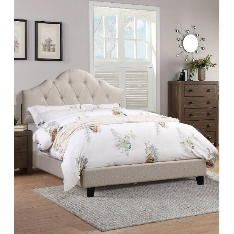 Upholstered Standard Bed, Full / Double, Light Brown