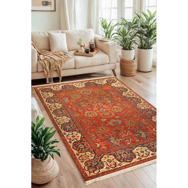 Rust Red Persian Inspired Traditional Area Rug