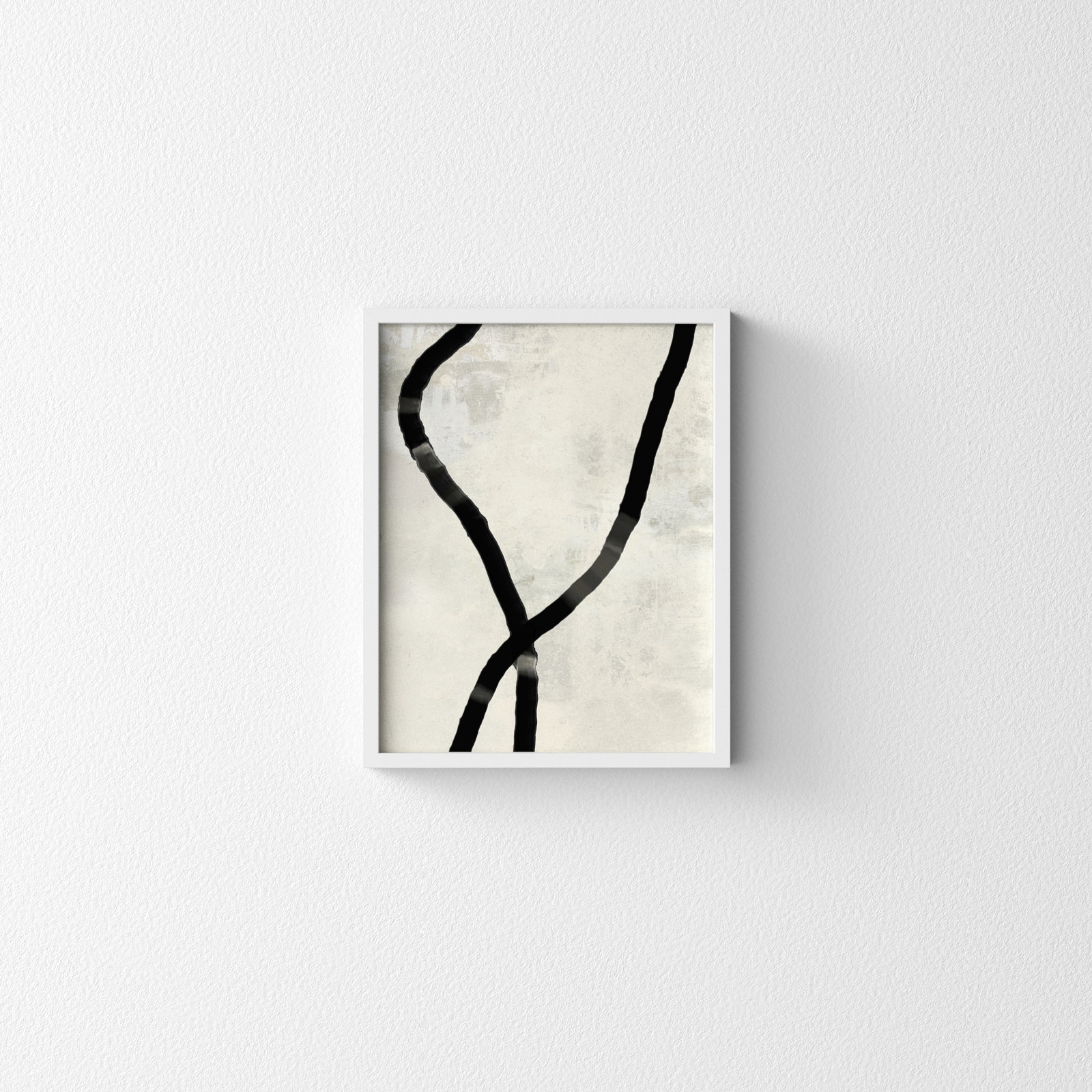 Ropes Series I "Black Rope 5" Print, White, 20" H x 16" W x 1.25" D
