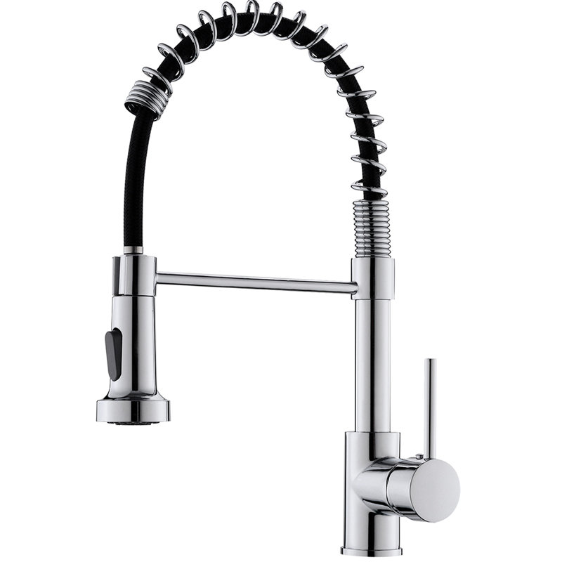 Contemporary Single Handle Lever Kitchen Faucet With Pull Down , , Spring - Down, Multifunctional, Easy Installation Commercial Hole Sink Finish, To Operate, Multifunctional Water Outlet