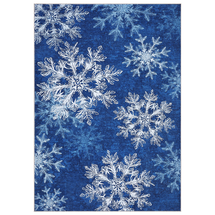 Christmas Rug Washable Rug for Living Room, Xmas Holiday Carpet with Non Slip TPR Backing, Soft Non Shedding Floor Covering, Low Pile Thin Foldable Mat for Bedroom Nursery