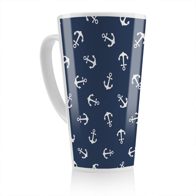Anchors On Latte Mug, Navy