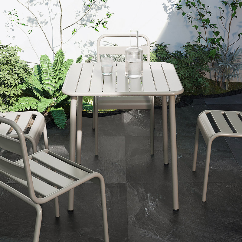 Table carrée Table de cour extérieure Table de salle à manger en plein air Villa, Blanc