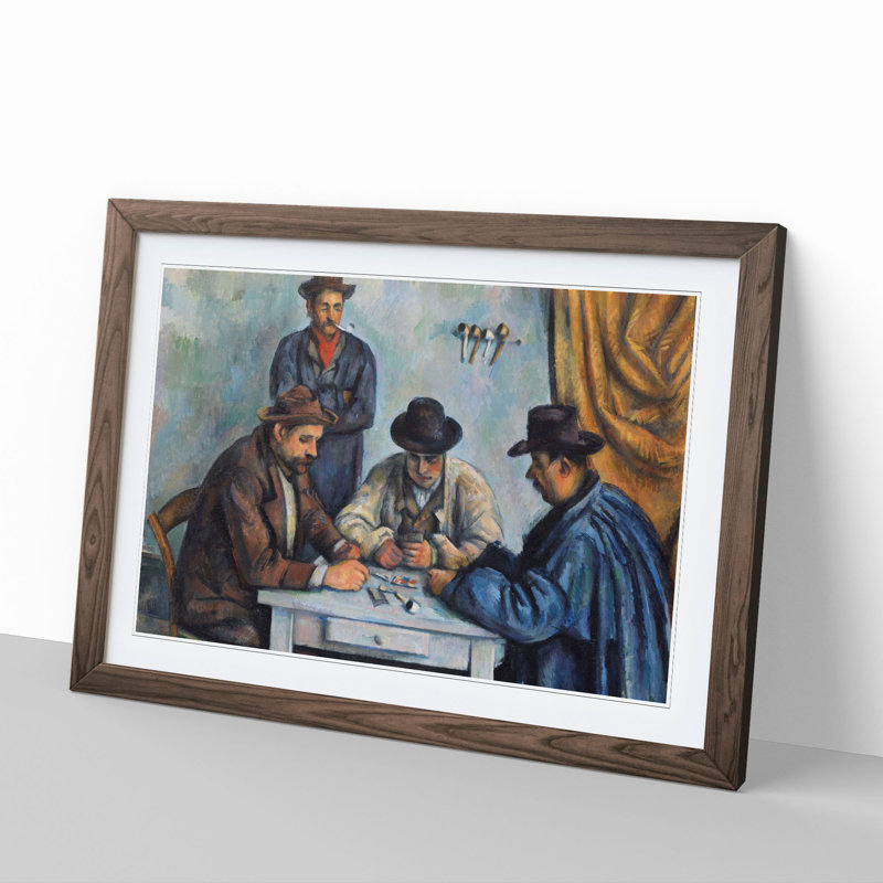 The Card Players Vol.1 by Paul Cezanne - Framed Print, 27cm H x 36cm W x 2cm D, Walnut Framed