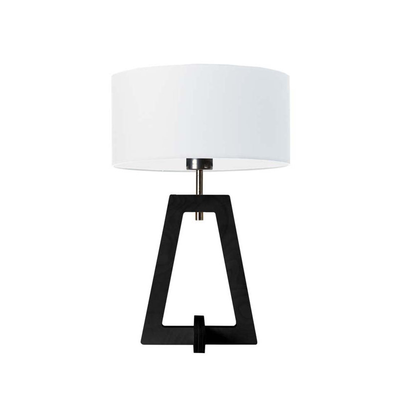 Addilyne Solid Wood Table Lamp, White, Ebony