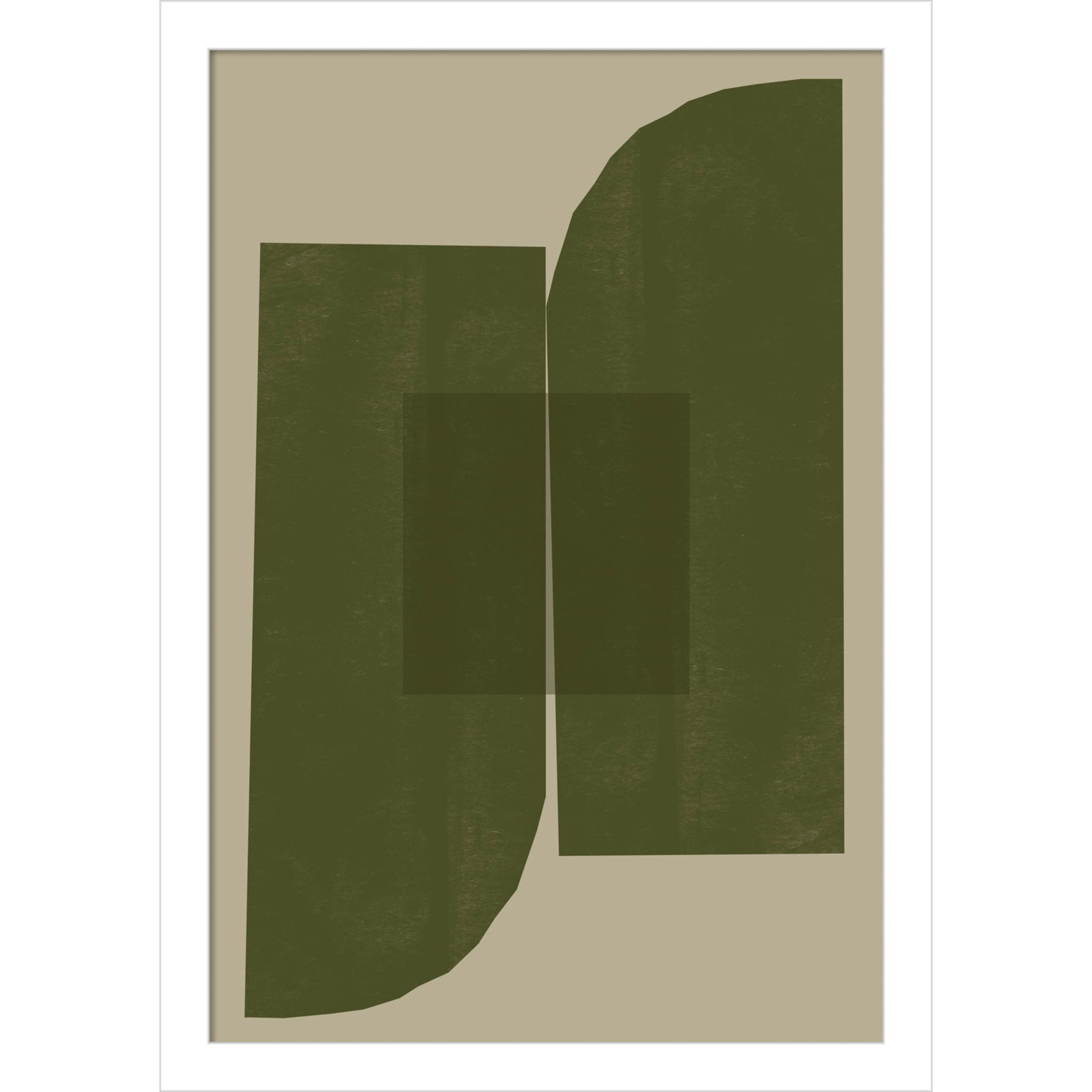 Green Composition 2 by The MIUUS STUDIO Wood Framed Wall Art Print, 17" H x 12" W, White