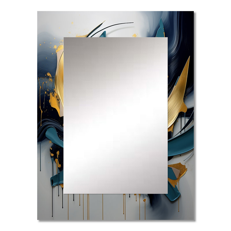 Golden grey Abstract Fractal Whirls of serenity I - Fractal Decorative Wall Mirror, Gold Large Mirror, Printed Metal Art