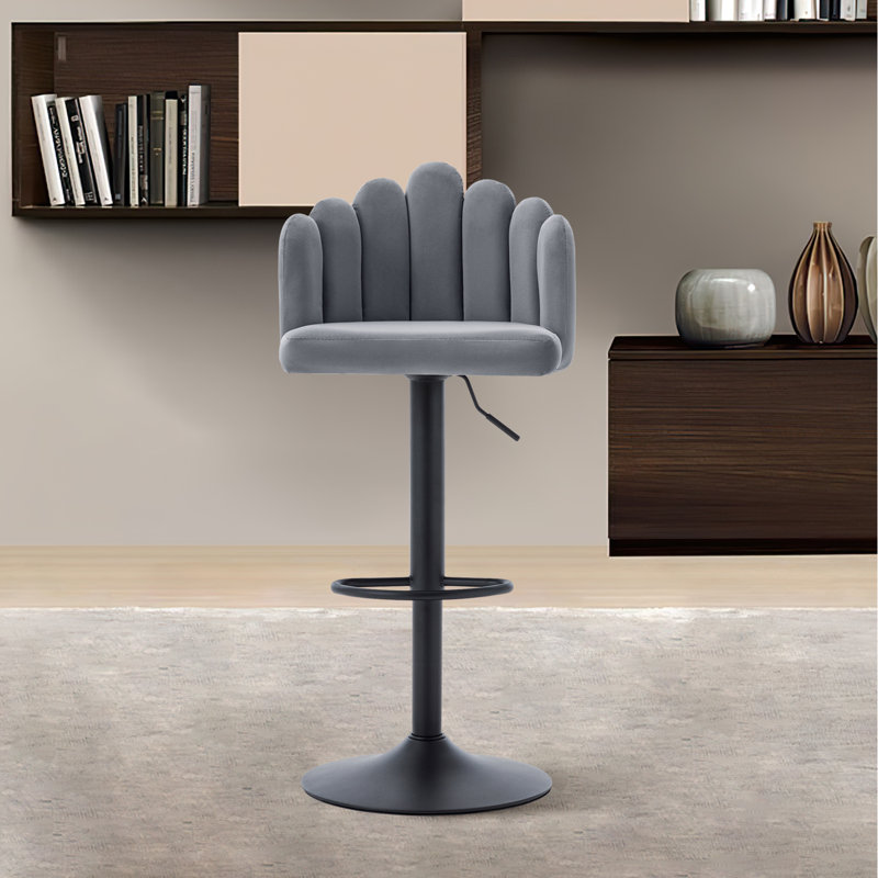 Karlshamn Swivel Upholstered Adjustable Height Counter Stool, Grey