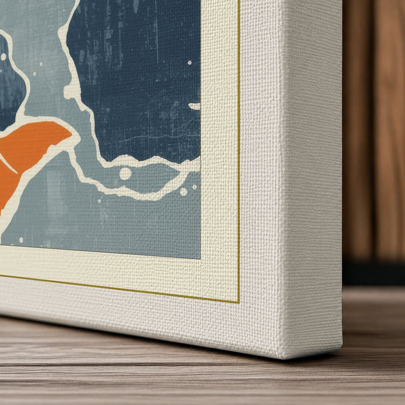 Swimming Koi Japandi - Wrapped Canvas, 24x16 - 61.0 x 40.6 cm, Cream Border