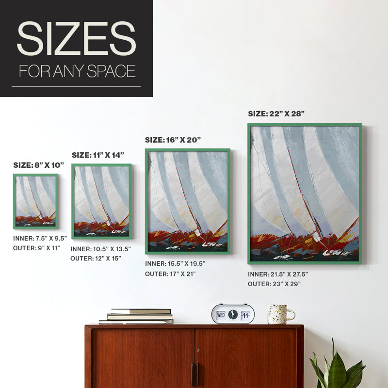 " Gallery Racing The Wind Framed Print ", 21" H x 17" W, Green