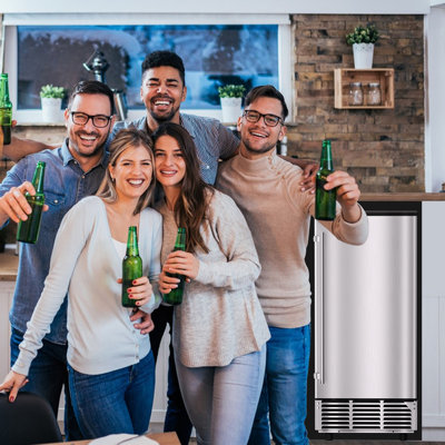 15.75 in. 120 lb. Freestanding/Built-In Full Size Cubes Ice Maker Machine in Stainless Steel with 30 lb. Bin, Ice Scoop