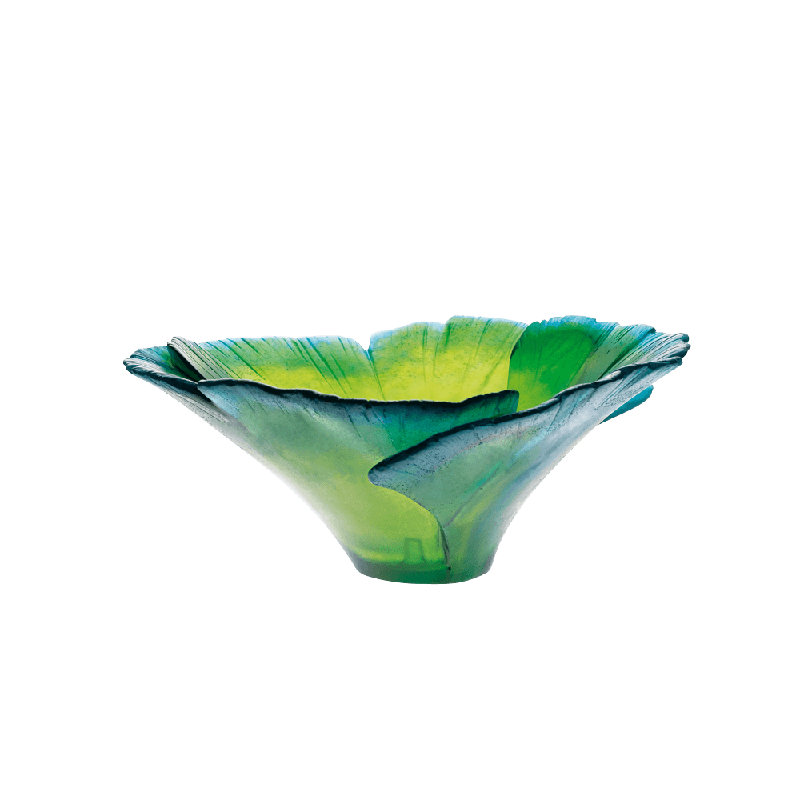 Ginkgo Handmade Crystal Decorative Bowl, Green