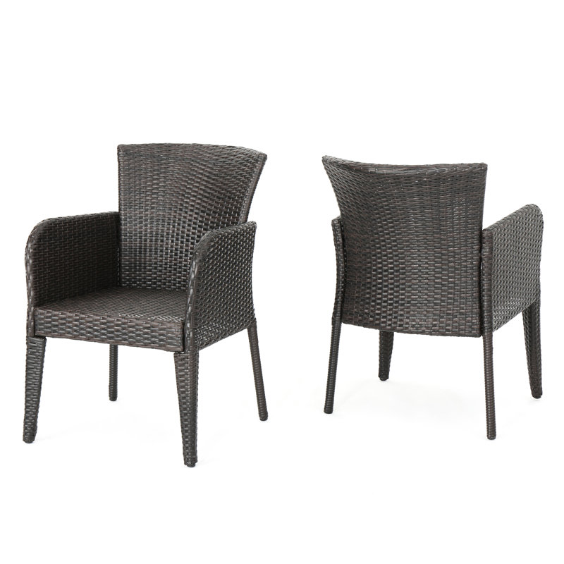 De 2 chaises de salle à manger d'extérieur et d'intérieur en PE - Fabrication en fer, eau, qualité multi brune, P 22,50 po x l 24,50 po, utilisation en H 34 po, fer à repasser, bonne caractéristique,