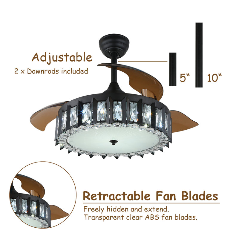 Ventilateur de plafond sans lame à DEL de 42 po avec télécommande et ensemble d'éclairage inclus Andella, Noir