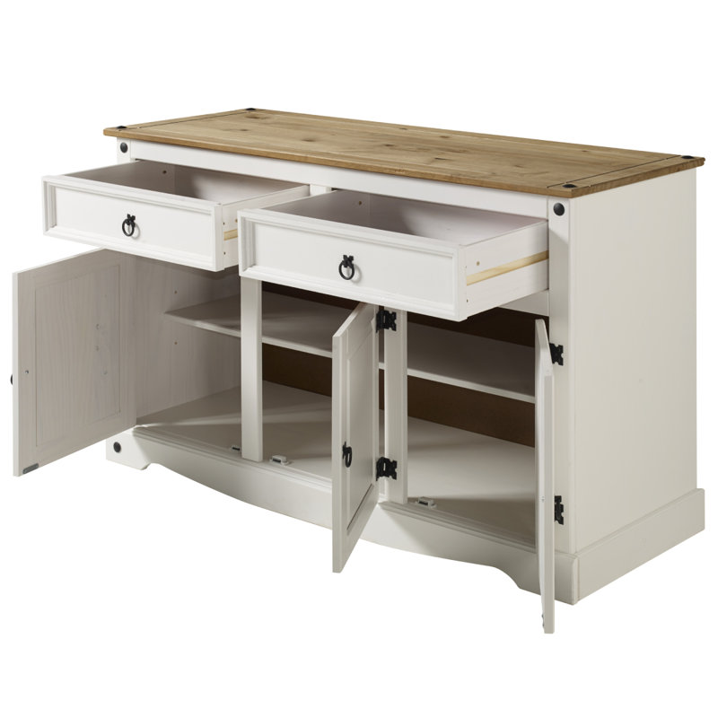 Corona 51.97" Wide 2 - Drawer Sideboard, White Wash Stain/Antique Brown Stain