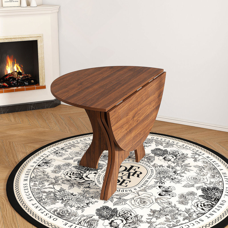 43 in Folding Dining Table for Small Spaces, MDF Table with Walnut Veneer, Space Saving Foldable Kitchen Table for Indoor and Outdoor Use