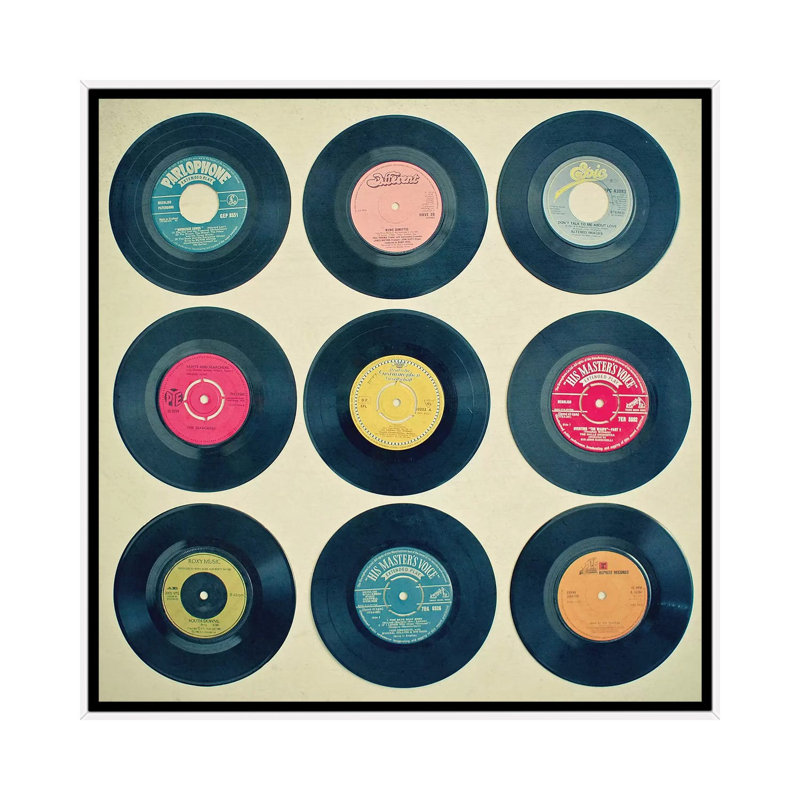 Collection de vinyle par Cassia Beck - impression, Toile blanche encadrée, H 26 po x l 26 po x P 1,5 po, Pas de tapis