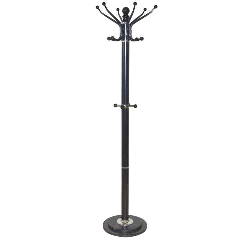 Martell Genuine Marble Freestanding 6 - Hook Coat Rack, Black