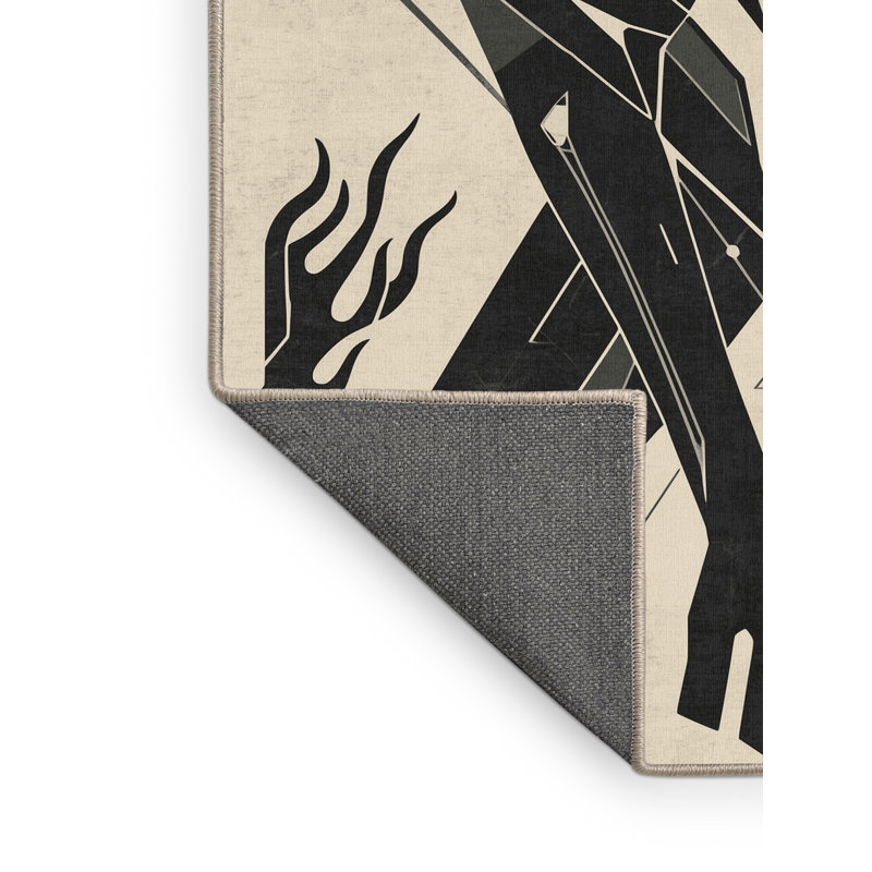 Tapis art déco doux et moelleux à motif géométrique Cerberus beige - reliure beige, 3 x 5