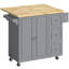 Rolling Kitchen Island on Wheels with Drop Leaf, Drawers, Towel & Spice Rack, Black-1857885717