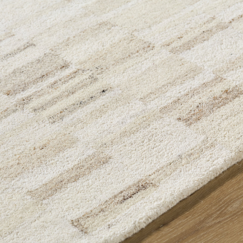 Ivory Hand-Tufted Wool Rectangular Area Rug 2' x 3'