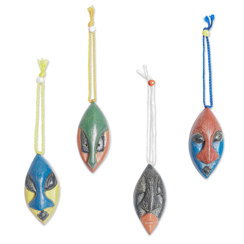 Novica Handmade Okwonko Wood Ornaments