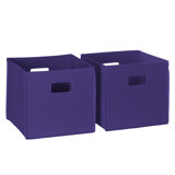 RiverRidge Kids 2pc Fabric Collapsible Storage Cube Organizers with Handles for Playroom Organization