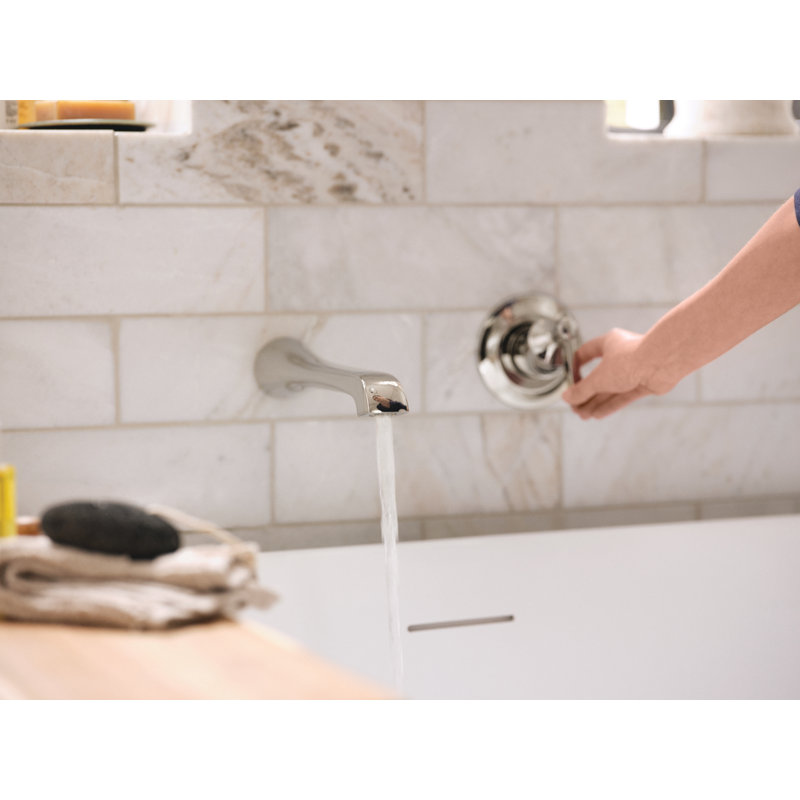 Flara Single Handle Wall Mount Tub Filler High Flow Tub Faucet With 10" Spout Reach, Brushed Gold