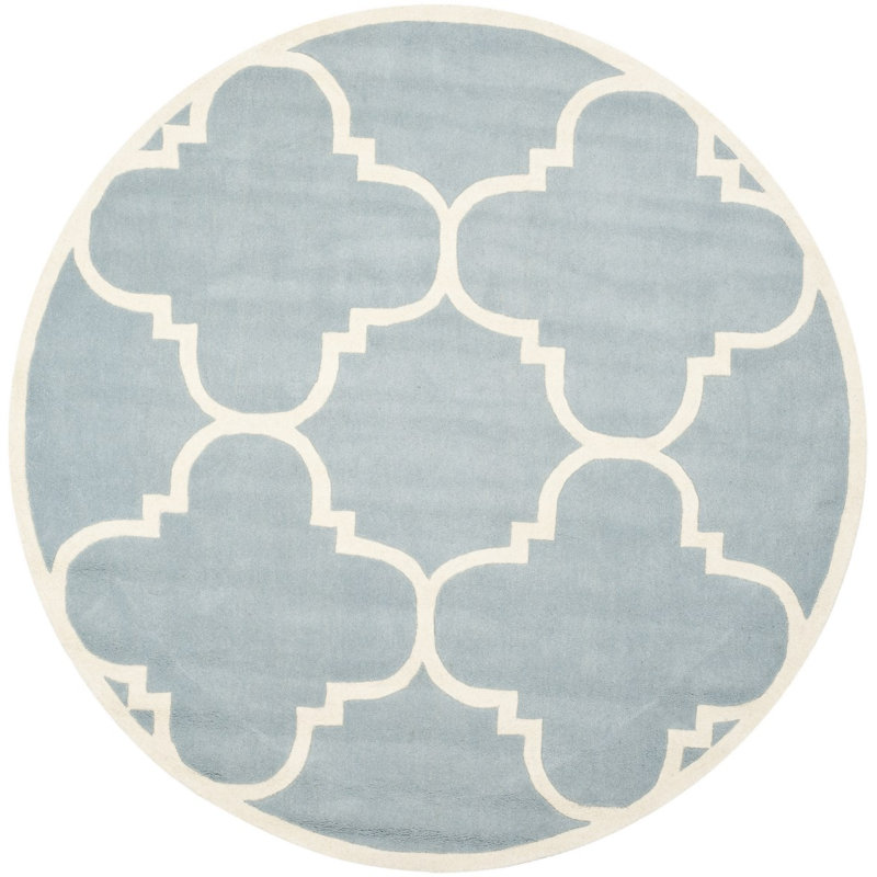 Carolene Hand Tufted Wool Geometric Rug, Round 4'