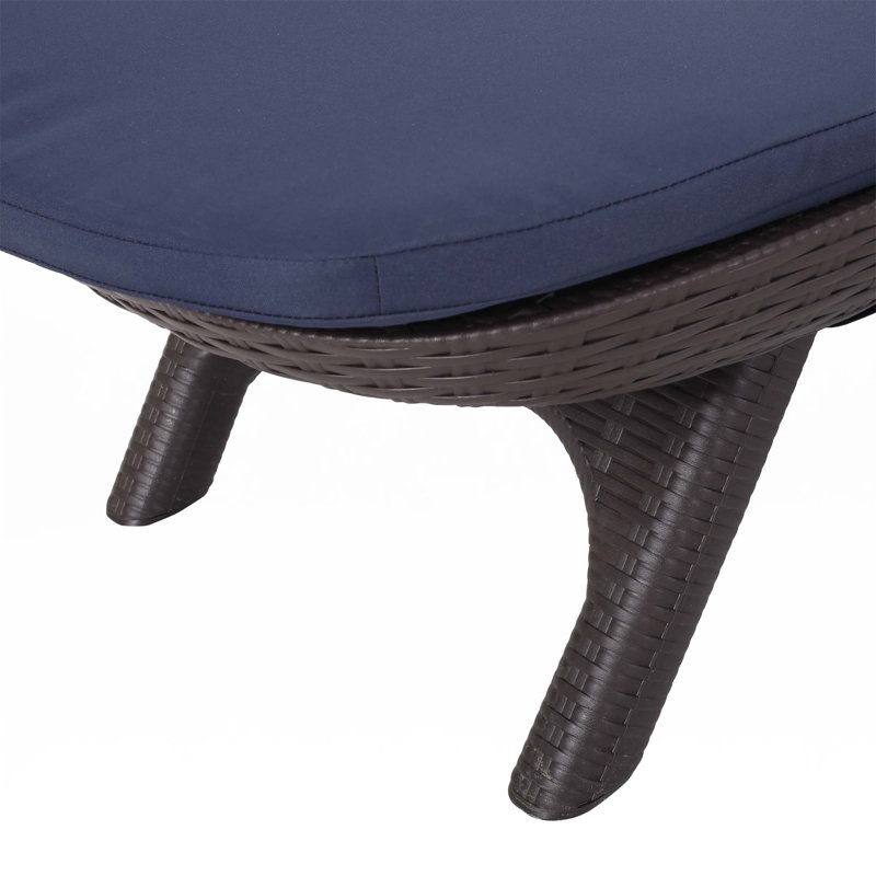 Outdoor Chaise Lounge With Cushion, Dark Blue