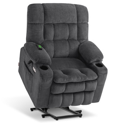 Small Dual Motor Power Recliner Lift Chair with Massage and Heat, Infinite Position, Fabric by Latitude Run
