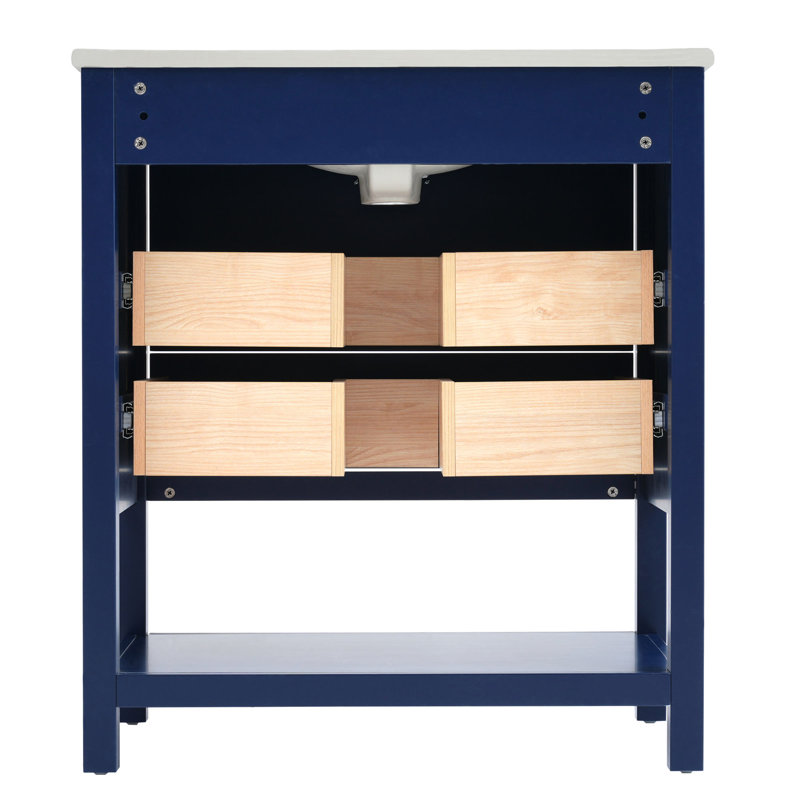 Ensemble de meuble-lavabo 30 po bleu / blanc avec deux tiroirs, Bleu
