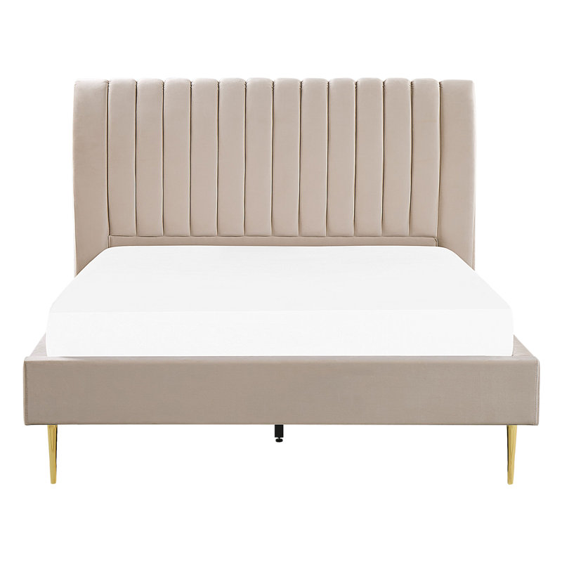 Caroline Upholstered Bed, European Kingsize (160 x 200cm), Beige