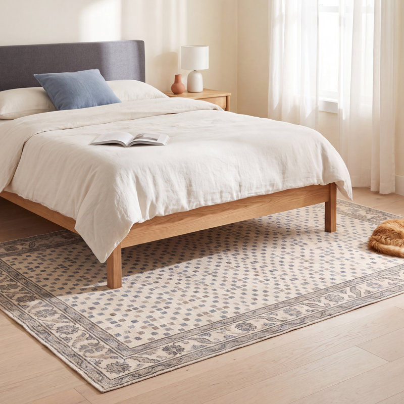 Tapis Vandelay moderne à motifs mosaïques abstraites bleu, gris et beige, lavable à la machine, antidérapant, à poils courts, pour l'intérieur et l'extérieur, adapté aux animaux domestiques, idéal pour le salon, la chambre, la salle à manger, l'entrée, le couloir ou le bureau.