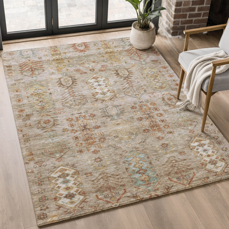 Tapis lavable à la machine de qualité supérieure Mayfield AMF2047, Beige, 5 pi x 7 pi 6 po