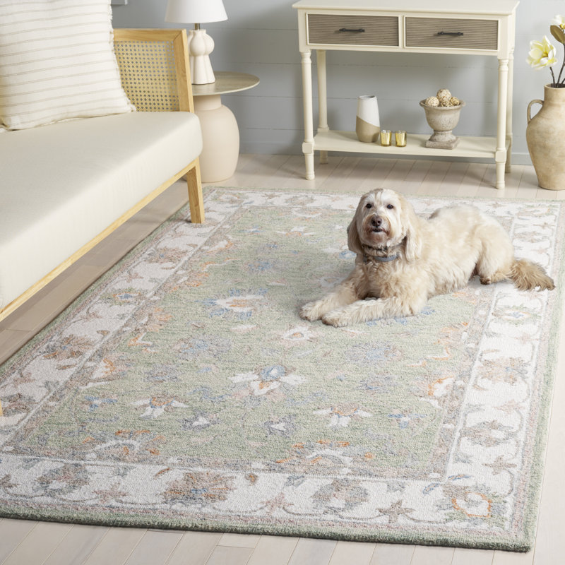 Héritage 125 touffeté à la main 80% laine; Tapis oriental 20% coton, Rectangle de 5 pi x 8 pi