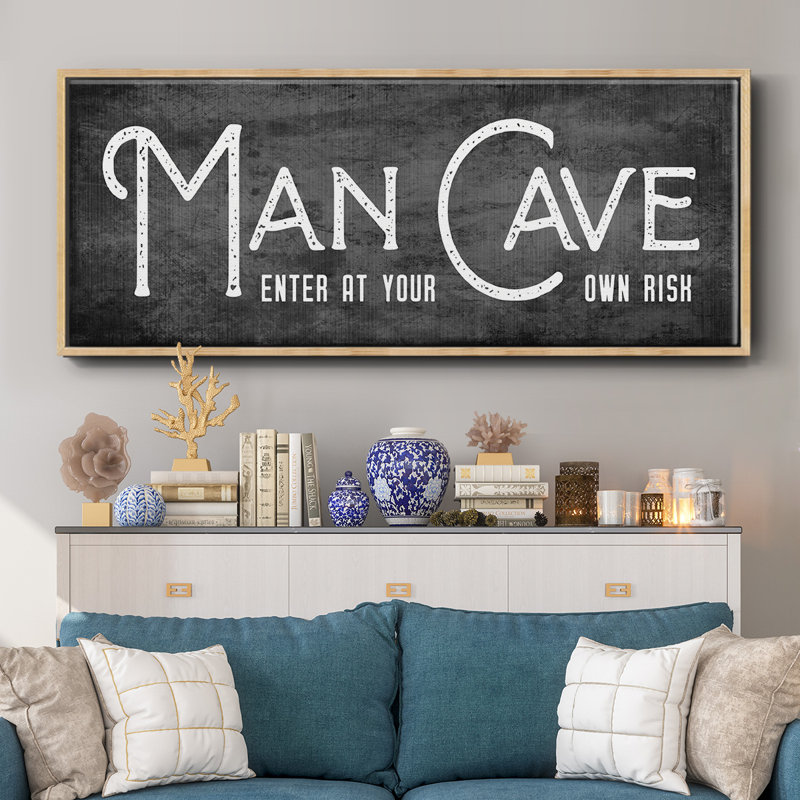 Man Cave- Framed Canvas, 12" H x 30" W