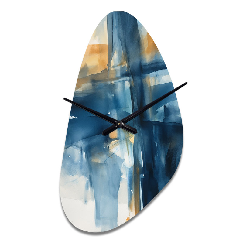 Horloge murale bleue et dorée, Fusion III - Fractals, Moyenne