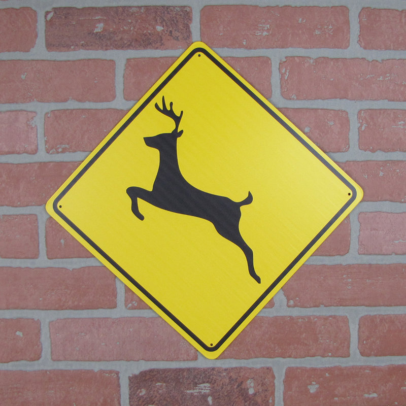 Warning Deer Crossing XING Road Street Caution Sign Rustic Man Cave Wall Decor