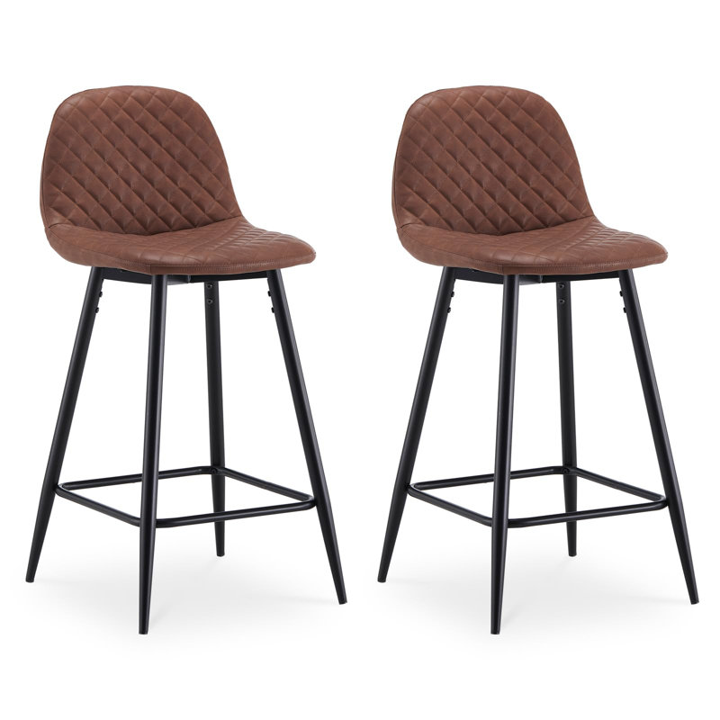 Upholstered Counter Stool with Metal Frame