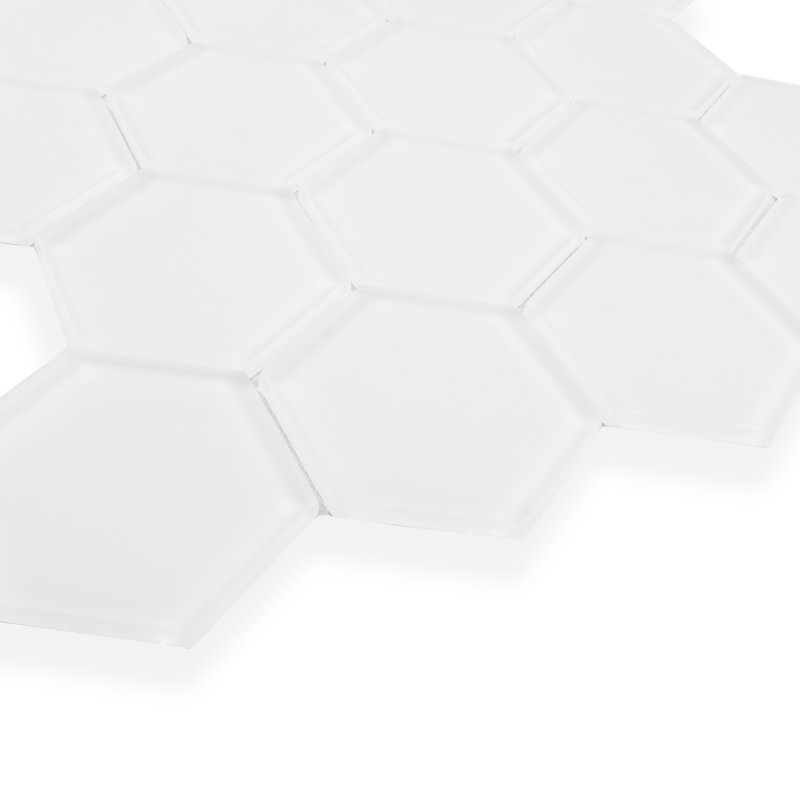 3" Beehive 10.25in.x11.75in. Glass Mosaic Tile, Soft Ivory Matte