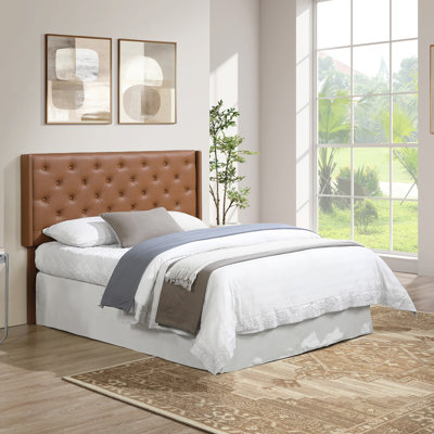 Maria Brown Tufted Faux Leather Queen/Full Headboard