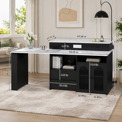 Kitchen Island with Extendable & Rotating Table