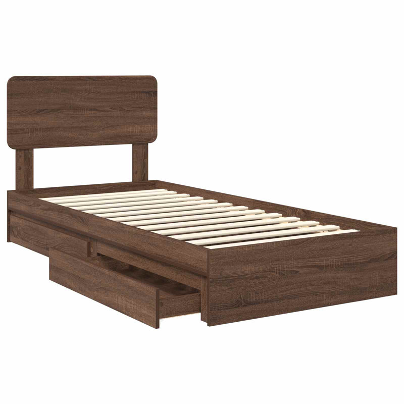 Bed, Brown Oak, Small Single (2'6)